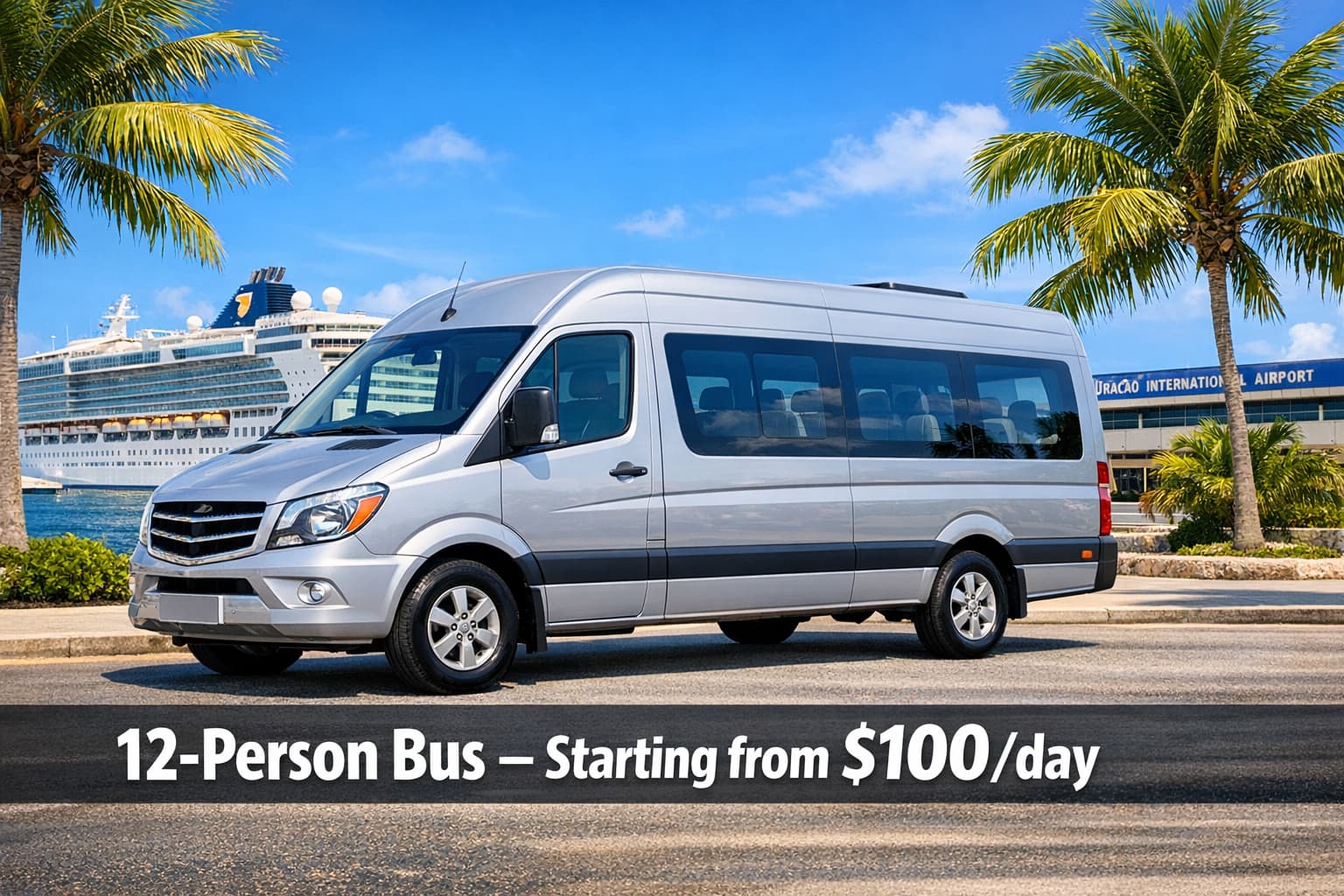 12-person bus rental in Curaçao – Starting from $100/day