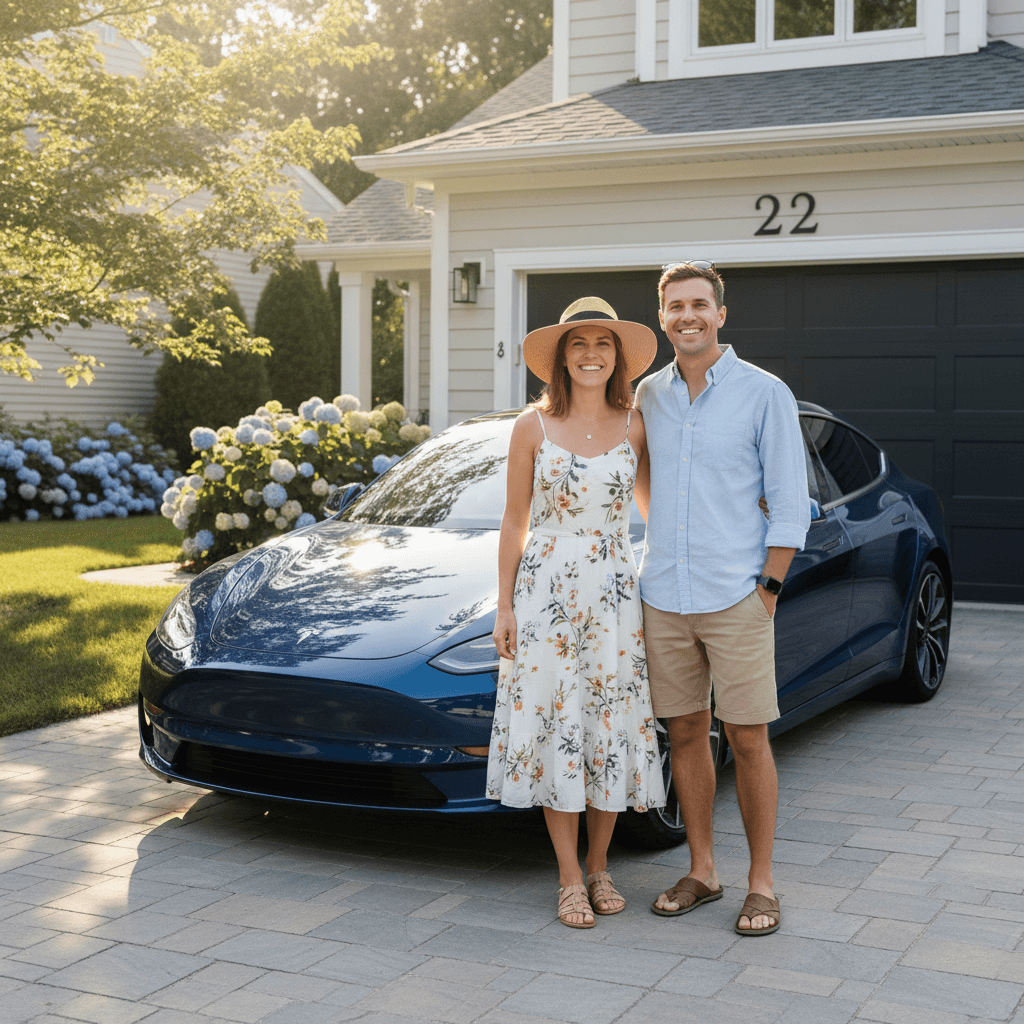 Couple with their owned car